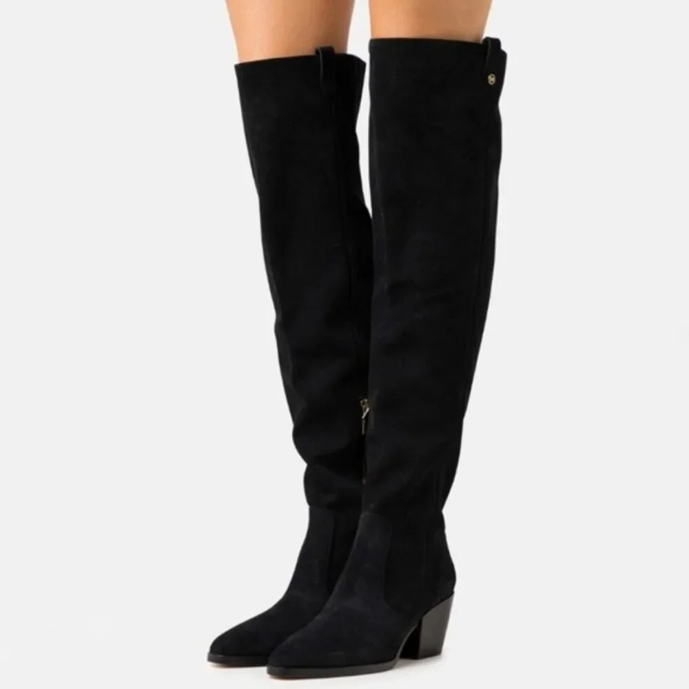 Nwot Michael Michael Kors Harlow Over-The-Knee Suede Boots In Black Sz: 7